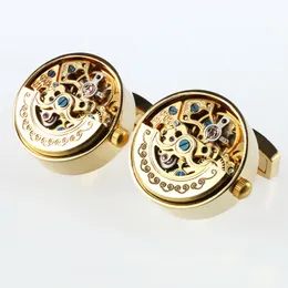 Men Business Watch Movement Cufflinks of movable Lepton Steampunk Gear Watch Mechanism Cuff links for Mens Relojes gemelos