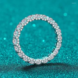 Choker Knobspin 2.1ct D Färg Moissanite Ring för kvinna Bröllop Judely med GRA 925 Sterling Sliver Plated 18K White Gold Band