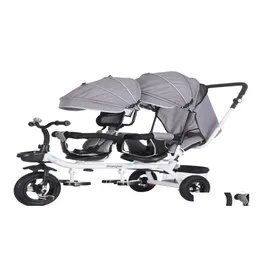 Passeggini # Mtifunction Baby Twin Trolley Passeggino a tre ruote Triciclo doppio Sedile girevole girevole Passeggino Bies7663380 Drop Delive Otfkw