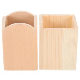 Caixas de armazenamento 2pcs portador de caneta de madeira com vários fins de papelaria painéis de maquiagem