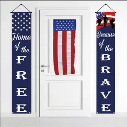4th of July Decor Hanging Independence Day Hanging Banner per Yard Indoor Outdoor Wall Stickers e Door Curtain Hanging Cloth