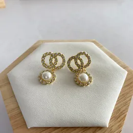 Designer Letter Pearl Earrings Diamond Pendant Gold Luxury Jewelry for Women Fashion Brand Silver Wedding High Quality Non-fading Non-allergic