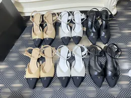 2023 Designer Kleid Schuhe Heels Sandalen Luxus Schuhe Mode Channneles Hochzeit Schuhe Frauen Frau Neue Patchwork C Schnalle spitze Zehen Pumps Wohnungen 7 cm Sandalen