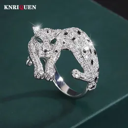 Pierścienie zespołowe nowe uroki wysokie węglowe diament 5A Lopard Lopard Złote Kolor Pierścienie dla kobiet przyjęcie koktajlowe Fine Biżuter