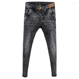 Herr jeans vår sommar mager män stretch streetwear 90 -tal rippade cowboy tight kläder lyx koreanska smala byxor