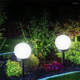 2pcs Led Led Solar Ball Lamp Garden 램프 야외 안뜰 잔디밭 차고를위한 지상 스파이크