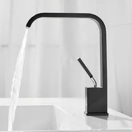 Rubinetti per lavabo da bagno Miscelatore per lavabo a cascata in ottone massiccio grigio canna di fucile Miscelatore per lavabo monocomando freddo nero / bianco