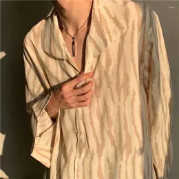 Men's Dress Shirts Casual Male Shirt Spring Zebra Long Sleeved Men's Korean Loose Leisure Trend Ruffian Handsome Lapel Design Coat