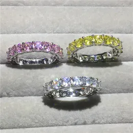 Feiner Ring aus 925er Sterlingsilber im Kissenschliff, 4 mm Labtopas-Diamant, Cz, Verlobung, Ehering, Ringe für Damen und Herren, Party-Schmuck