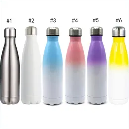 Wasserflaschen 6 Stile Sublimation Gradient Cola-Flasche Doppelwandiger Edelstahlbecher Beschichtet Insated Tragbarer Becher Drop Lieferung Ho DH91P