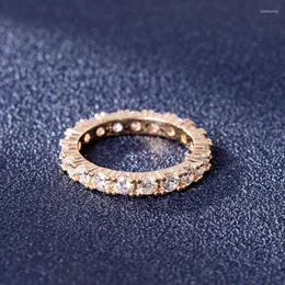 클러스터 링 14K 옐로우 골드 컬러 보석 FL 여성을위한 다이아몬드 반지 anillos de bizuteria silver 925 anel box