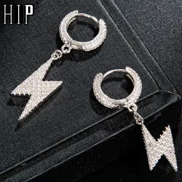 Dangle Chandelier Hip Hop 1 Pasang es cyrkon Pencahaayaan Anting Anting Emas Warna Micro Pave Aaa Bling CZ Batu Untuk Pria Perhiasan 230517