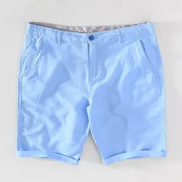 Männer Shorts Baumwolle Leinen Für Männer 2023 Sommer Solide Weiß Gerade Lose Urlaub Mann Casual Taste Kurze Hosen 037