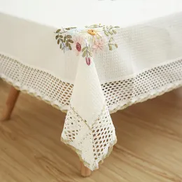 Table Cloth 20 Europe Flowers Tablecloth White Hollow Lace Cotton Linen Dustproof Wedding Banquet TV Cabinet Cover