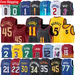 Trae Young Basketball Jersey Atlantas Hawk Dejounte Murray Donovan Mitchell Jayson Tatum Kyrie Irving Luka Doncic Lebron James Stephen Curry Devin Booker