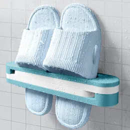Badrumshyllor Fällande 3 i 1 sko rack badrum väggmonterad handduk förvaring dörr hängande fällbar sandal hushållsorganisatör
