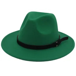 النساء أعلى قبعة الخريف الشتاء الرجال الفاخرة القبعات للنساء أزياء الزفاف الرسمي تزيين الأخضر قبعة بنما الجاز فيدورا قبعة