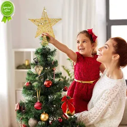 New Gold Glitter Christmas Tree Top Iron Star Ornamenti natalizi per decorazioni per alberi di Natale in famiglia
