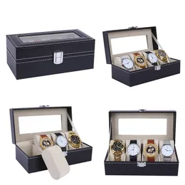 Watch Boxes Cases 4561012Grids Watch Box PU Leather Watch Case Holder Organizer Storage Box for Quartz Watches Jewelry Boxes Display Gift 230518