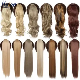 Ponytails HAIRRO 17''23'' Long Straight Ponytail Wrap Around Ponytail Clip in Hair Extensions Natural Hairpiece Headwear Synthetic Hair 230518