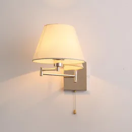 Lampy ścienne Lampa ściemniacza przełącznik kabla Zniesione składane salon sypialnia łóżko amerykański wystrój