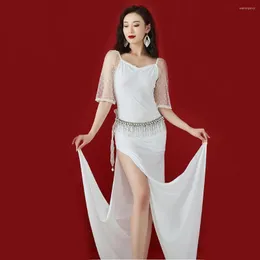Scen Wear Belly Dance Costume Set Women Oriental Practice Professional Slit Long Dress Performance Outfit Ankomst