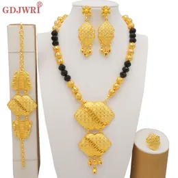 Wedding Jewelry Sets Luxury Dubai Gold Color Jewelry Sets African Indian Ethiopia Bridal Wedding Gifts Party For Women Necklace Earrings Jewelry Set 230518