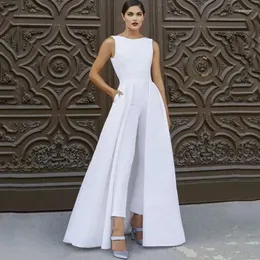Suknia ślubna Eleganckie kombinezony dla panny młodej 2023 z spódnicami kieszenie A-line markowe spodnie bez rękawów