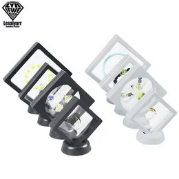 Jewelry Stand 3D Floating Picture Frame Shadow Box Display Ring Pendant Holder Protect Jewellery Stone Presentation Case 230517