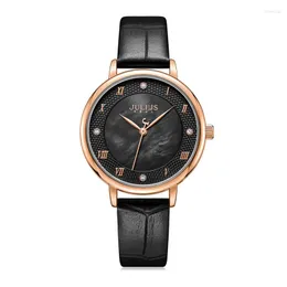 Wristwatches Mother-of-pearl Julius Women's Watch Japan Mov't Hours Fashion Clock Real Leather Bracelet Girl's Birthday Lucky