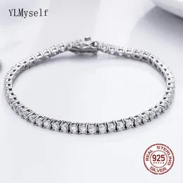 Bangle Classic 1521 cm tennisarmband REAL 925 Silver smycken 2mm 3mm 4mm 5A Zironia Eternal Wedding Luxury Sterling Silver Armband