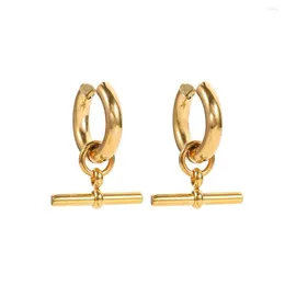 Çember küpeler badu altın t bar kolye kadınlar için paslanmaz çelik geometrik huggie moda mücevher hediyeleri