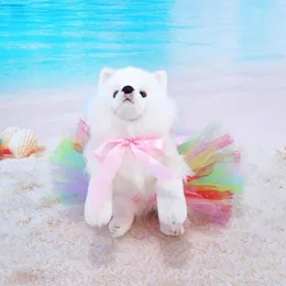 Hundkläder attraktiv sommarfluffig husdjur valp prinsessa klänning polyester bow-knot dekor