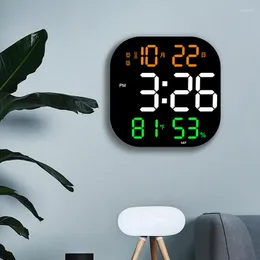Wall Clocks LED Digital Clock Large Screen Temperature Date Day Display Electronic Alarm With Remote Control Living Room Decor