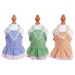 Trajes de gato 68ue garotas roupas de cachorro roupas vestidos de aniversário vestidos de cachorro floral férias de renda