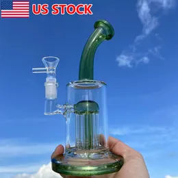 10 inch Green Glass Bong Hookah Water Smoking Pipe Bubbler with 14mm Male Bowl