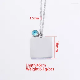 Chains 12pcs 18mm Fashion And Simplicity Mirror Polished Stainless Steel Birthday Stone Necklace Pendant DIY Square Jewelry Making