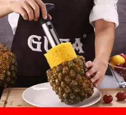 Fruktverktyg Rostfritt stål ananas Peeler Cutter Slicer Corer Peel Core Knife Gadget Kitchen levererar grossist
