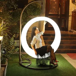 Camp Furniture LED Decorative Light Swing Round The Moon Shape Outdoor Garden Balcony Square Park Playground Chair3177