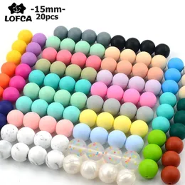 Baby Beißringe Spielzeug LOFCA 15mm 20 teile/los Silikon Lose Perlen Sicher Beißring Runde Zahnen DIY Kautable Bunte Für Kleinkinder 230518