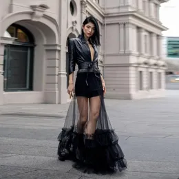 Faldas Moda High Street Black Sheer Custom Made Long Women To Party Mujer Maxi Tulle See Through