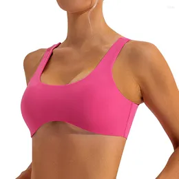 Yoga outfit högeffekt sportbh för kvinnor mjukt support ruched fitness gym topp träning kläder push-up korsett vadderad behå