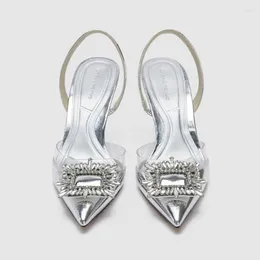 جديد 2023 سيدات النساء الكعبين أحذية امرأة ذهبية المعادن حزام بلينج بلن