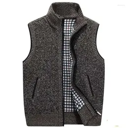 Men's Vests Men's Sweaters Vest Thick Warm Sleeveless Jackets Casual Pull Coat Autumn Winter Knitted Zipper Gilet Outerwear Casaco