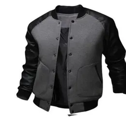 Cool College Baseball Jacket Men 2017 Diseño de moda Black Pu Leather Sleeve Mens Slim Fit Varsity Jacket Brand Veste Homme T200105267752