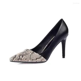 Dress Shoes Size 30 To 43 Snake Pattern Sexy Heel Pointed Women High Heels Pumps Stiletto