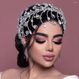 Hårklipp lyxiga strassband för kvinnor tiara tillbehör brud bröllopshuvud prydnader huvudkläder accessoires häll cheveux