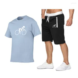 Heren t shirts tracksuit man man 2023 kledingset van zomer fitness sport print shorts shirt pak 2 stuks sets plus maat