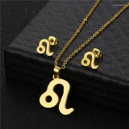 Pendant Necklaces Fashion Twelve Constellation Necklace European And American Stainless Steel Set Leo