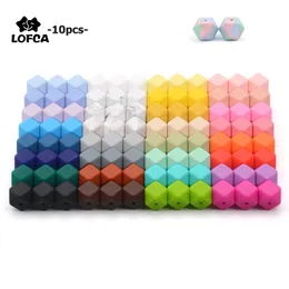 Baby Teethers Toys LOFCA10pcs 14mm Mini Hexagon silicone beads Teether BPA Free DIY Necklace Pacifier Chain Teething Care Infant 230518